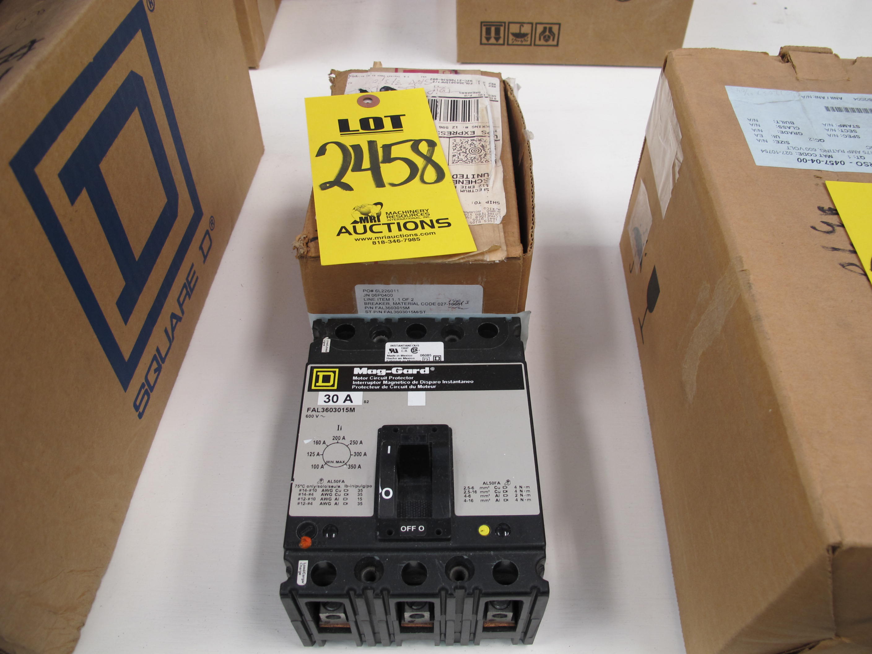 BREAKER, CIRCUIT TYPE, MAGNETIC ONLY KIND, 30 AMP RATING, 600VAC VOLT RATING, 3 POLE. 100-350 ADJUSTABLE TRIP RANGE, PART # FAL3603015M (W-44) LOADING & HANDLING FEE $5-